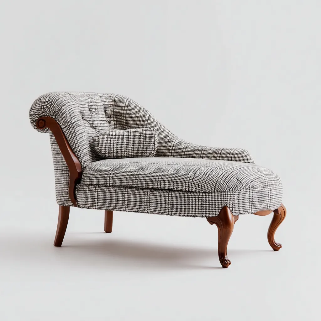 Chaiselongues - Stoff-Holz - 161x77x82 cm - Schwarz-Weiss - Klassischer Stil-Sofauply