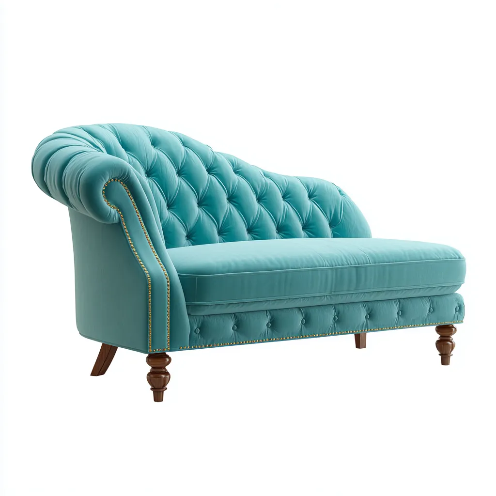 Chaiselongues - Stoff-Holz - 162x74x83 cm - Türkis - Klassischer Stil-Sofauply