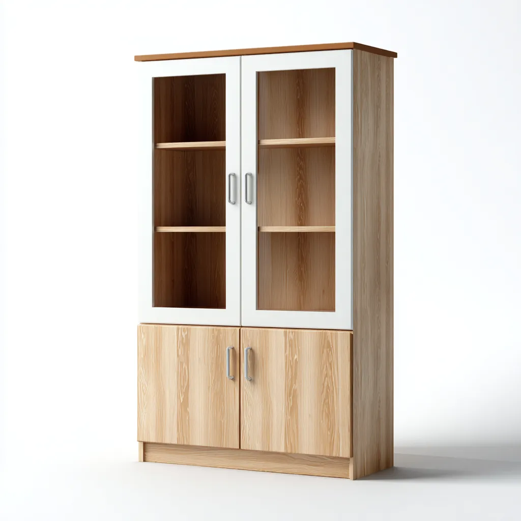 Vitrine - Glas-Holz - 80x38x170 cm - Natur-Weiß - Moderner Stil-Sofauply