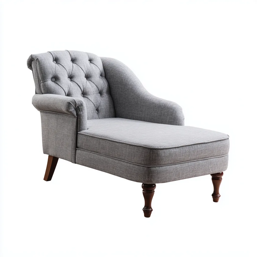 Chaiselongues - Stoff-Holz - 159x75x81 cm - Hellgrau - Klassischer Stil-Sofauply