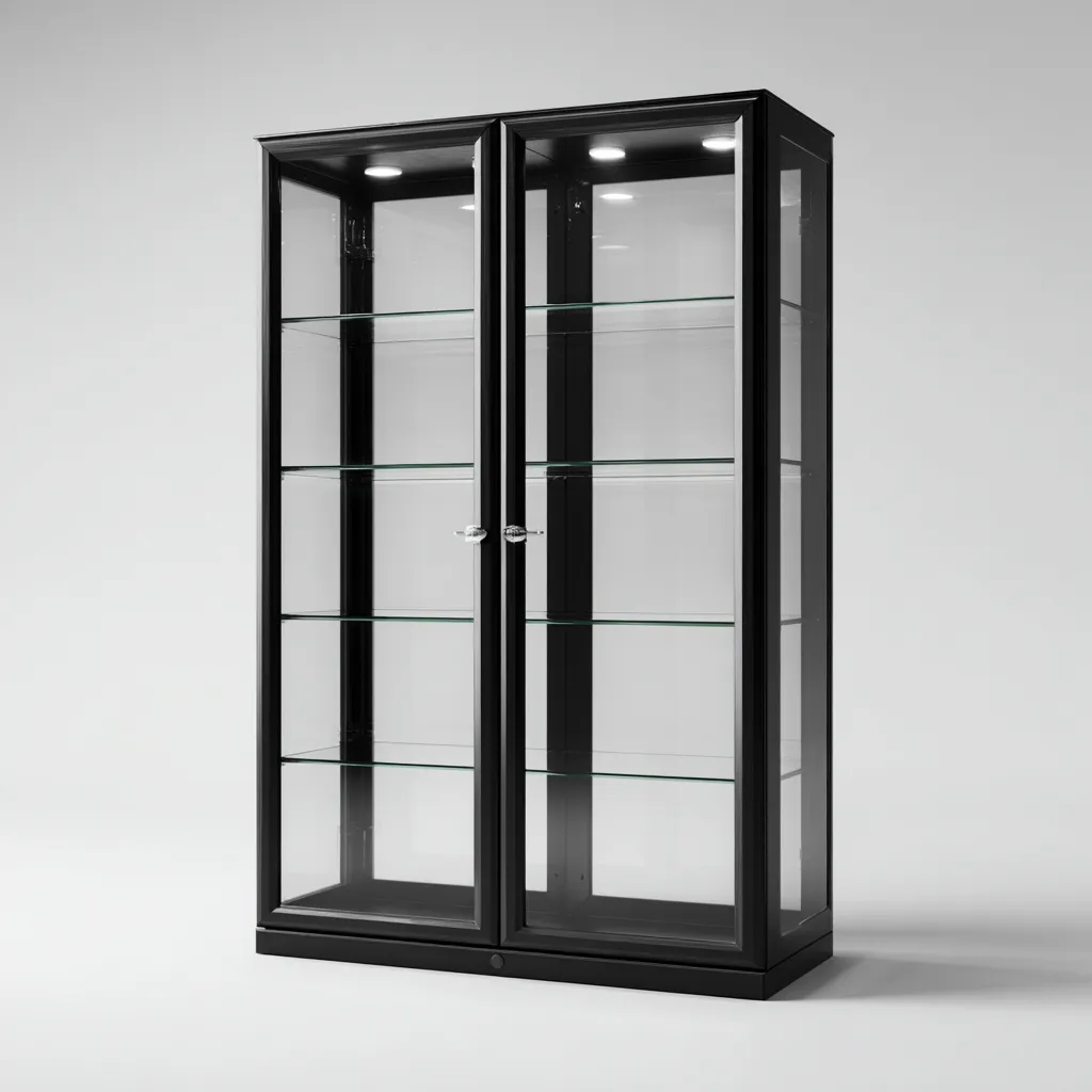 Vitrine - Glas-Metall - 78x38x165 cm - Schwarz - Modernes Design-Sofauply