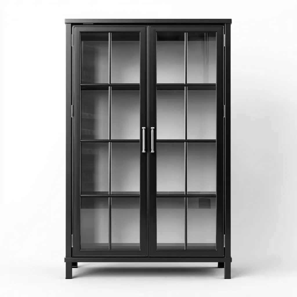 Vitrine - Glas-Metall - 88x42x170 cm - Schwarz - Moderner Stil-Sofauply