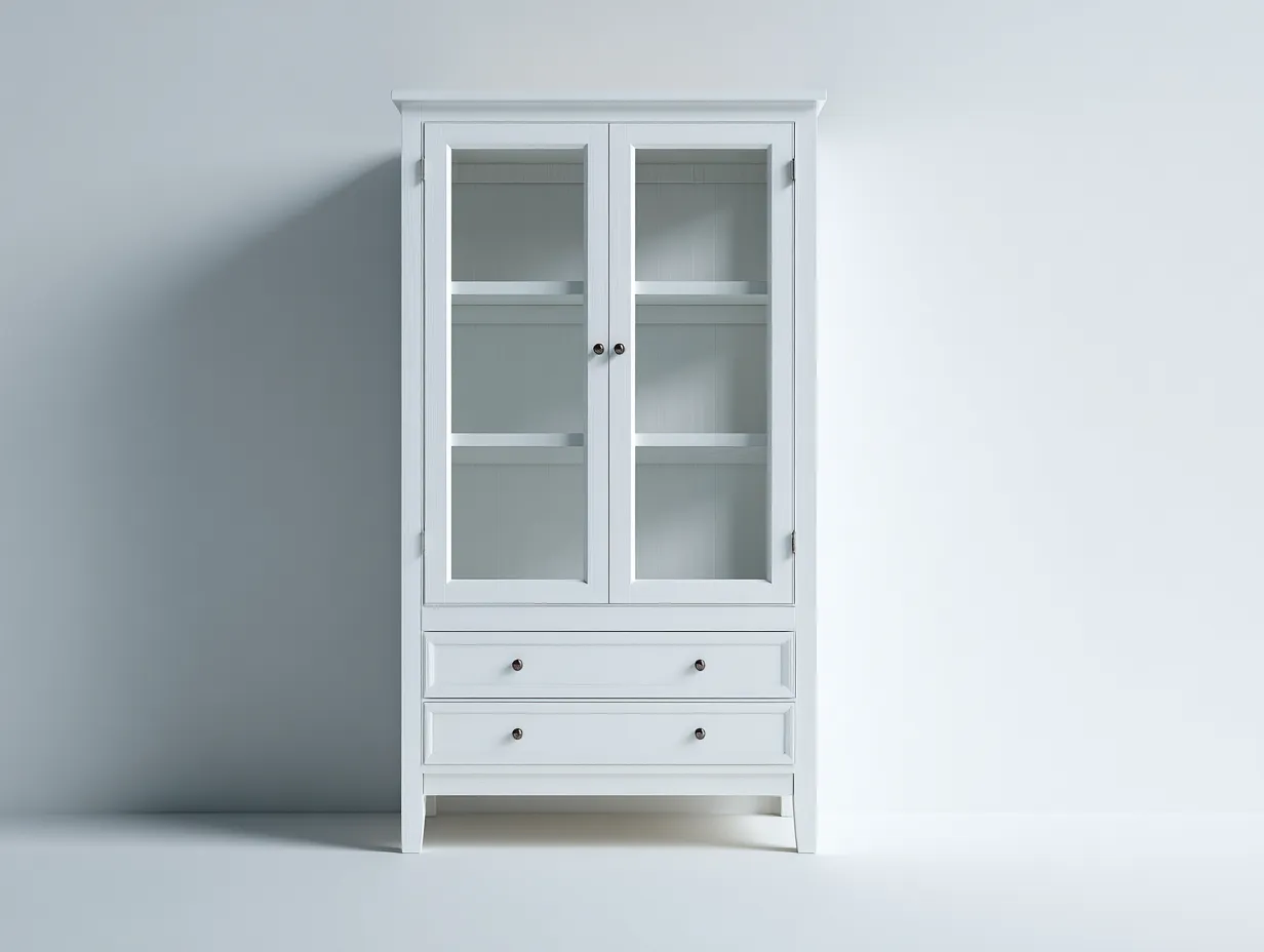 Vitrinen - Holz-Glas - 90x40x185 cm - Weiß - Klassischer Stil-Sofauply