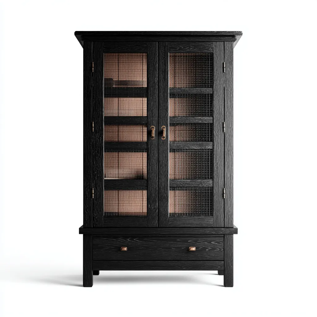 Vitrine - Glas-Holz - 88x40x155 cm - Schwarz - Klassischer Stil-Sofauply