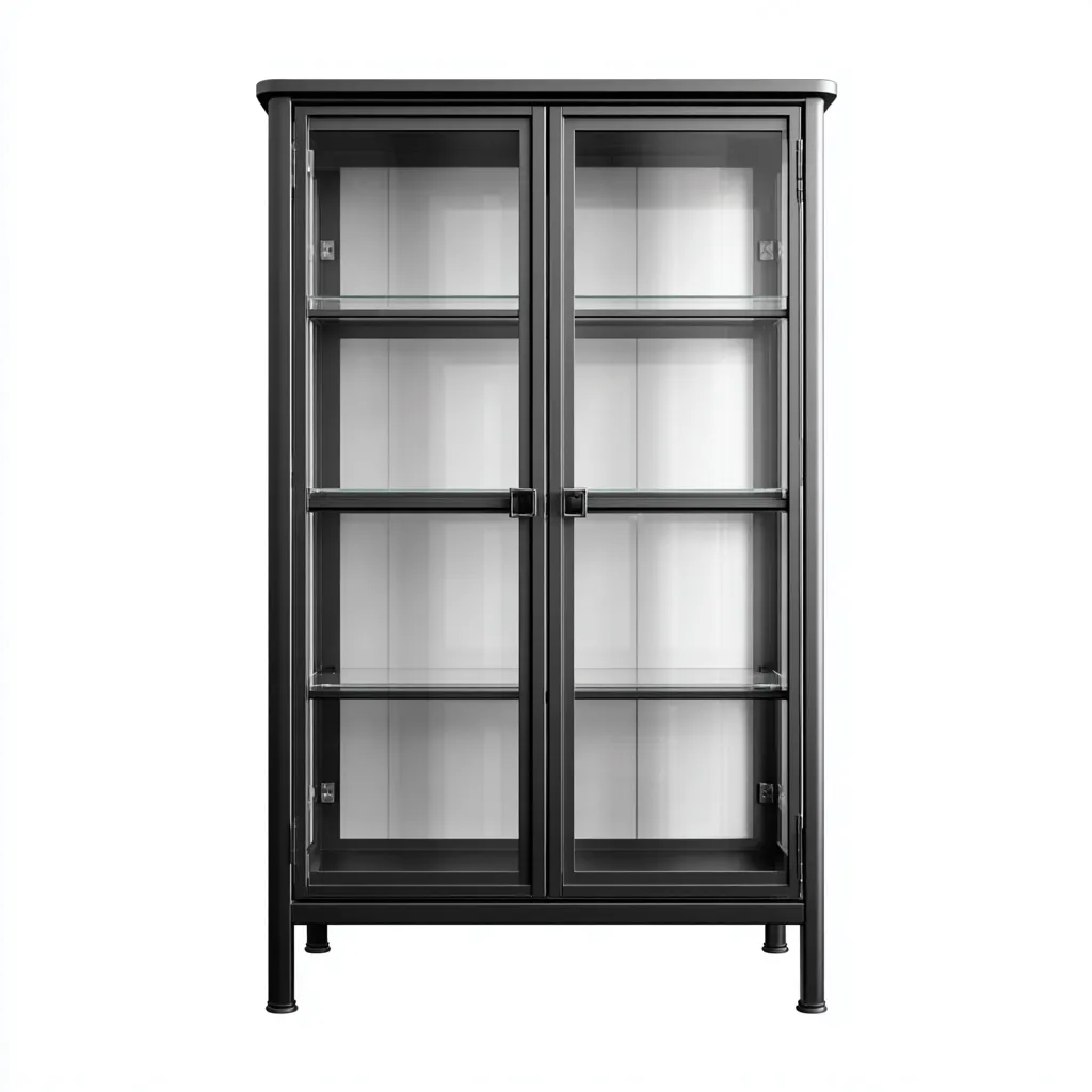 Vitrine - Glas-Metall - 85x40x160 cm - Schwarz - Moderner Stil-Sofauply