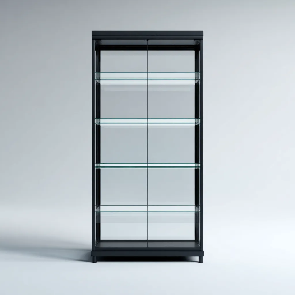 Vitrine - Glas-Metall - 72x36x185 cm - Schwarz - Moderner Stil-Sofauply