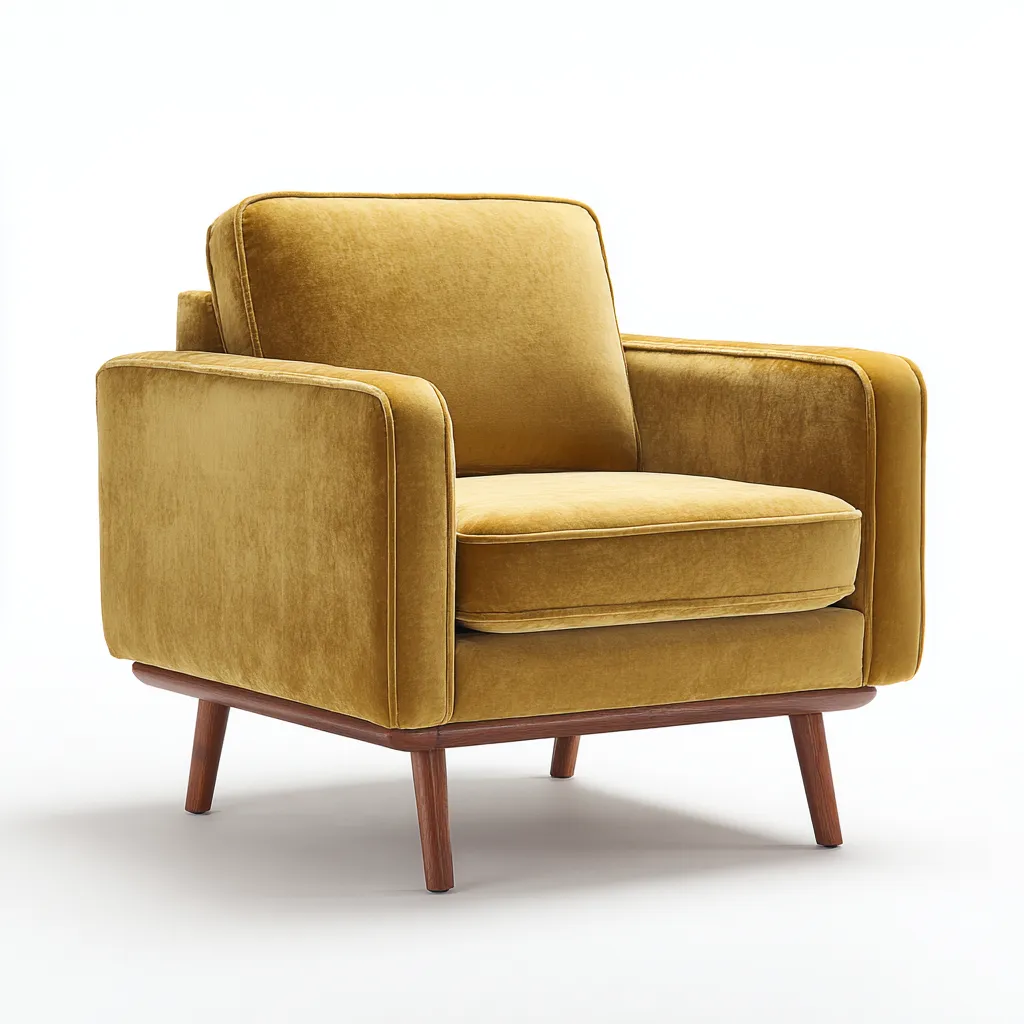 Sessel-Samt-Holz-88x82x86cm-Gelb-Modern-Sofauply