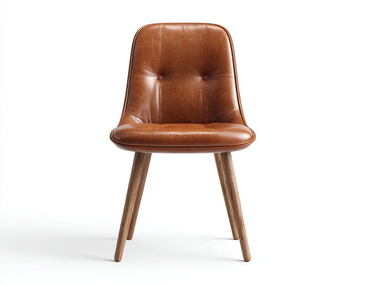 Chaise de salle à manger en cuir et bois 52x55x78 cm - marron - design moderne pour intérieur-Oakgetshop