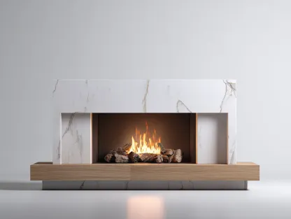 Cheminée électrique décorative 180x40x55 cm - blanc effet marbre et bois clair - style contemporain-Oakgetshop