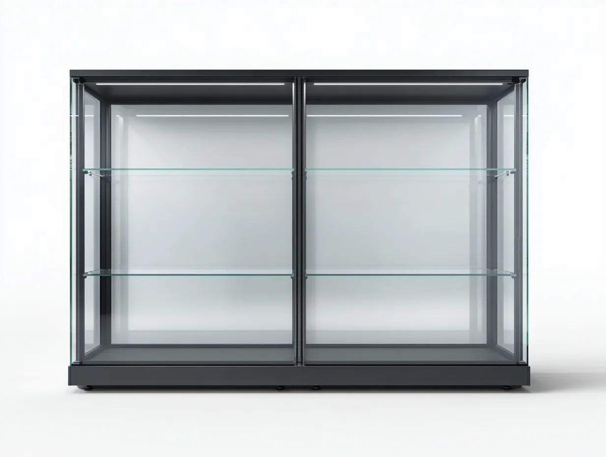 Vitrine en verre avec structure métallique et éclairage intégré 120x40x90 cm - Noir - Design contemporain-Oakgetshop
