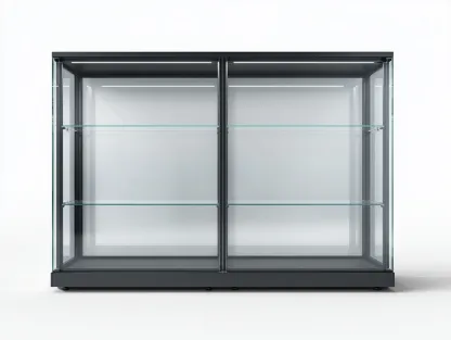 Vitrine en verre avec structure métallique et éclairage intégré 120x40x90 cm - Noir - Design contemporain-Oakgetshop