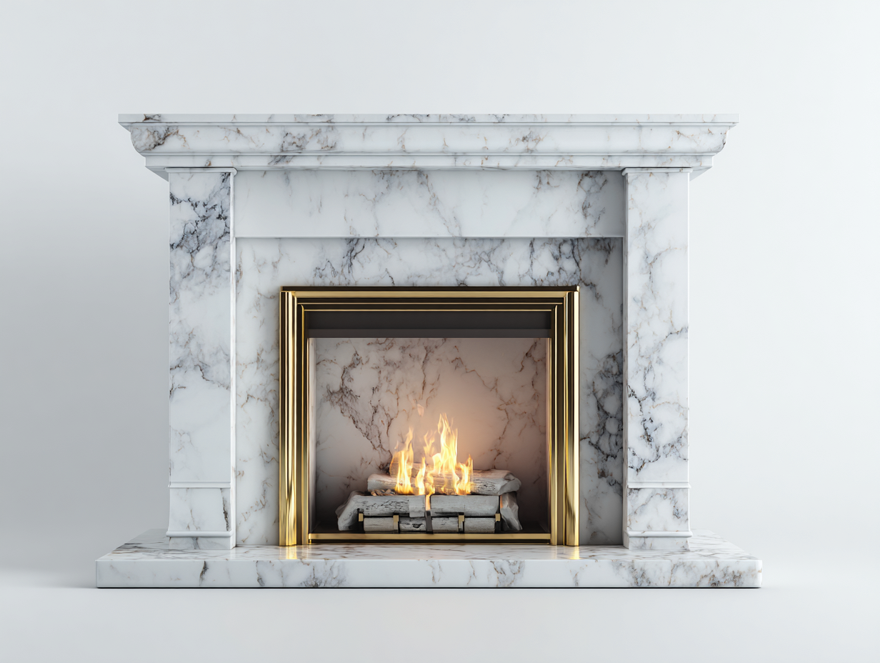 Cheminée électrique décorative effet marbre 120x30x100 cm - blanc - style classique-Oakgetshop