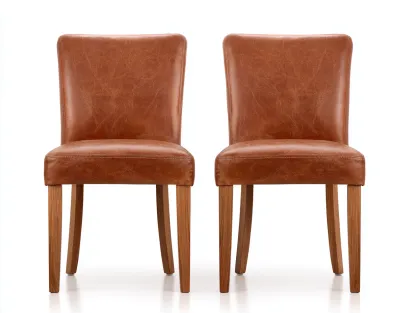 Chaise de salle à manger en revêtement aspect cuir 45x55x85 cm - Marron - Style classique-Oakgetshop