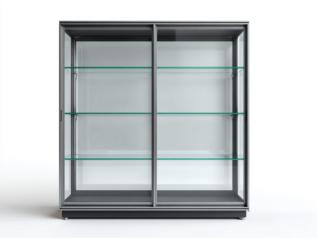 Vitrine en verre et métal 100x40x180 cm - gris - design moderne-Oakgetshop