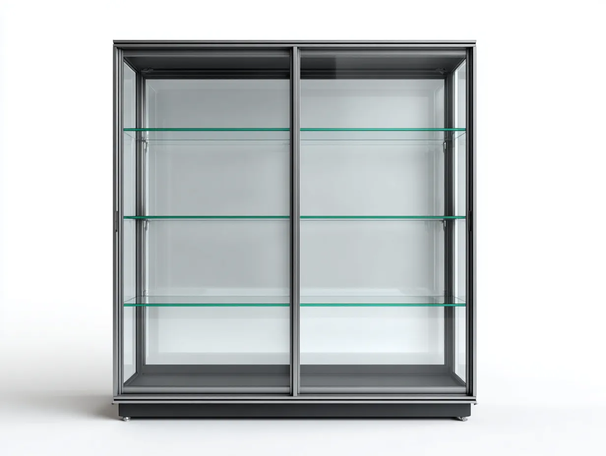 Vitrine en verre et métal 100x40x180 cm - gris - design moderne-Oakgetshop