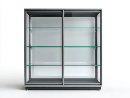 Vitrine en verre et métal 100x40x180 cm - gris - design moderne-Oakgetshop