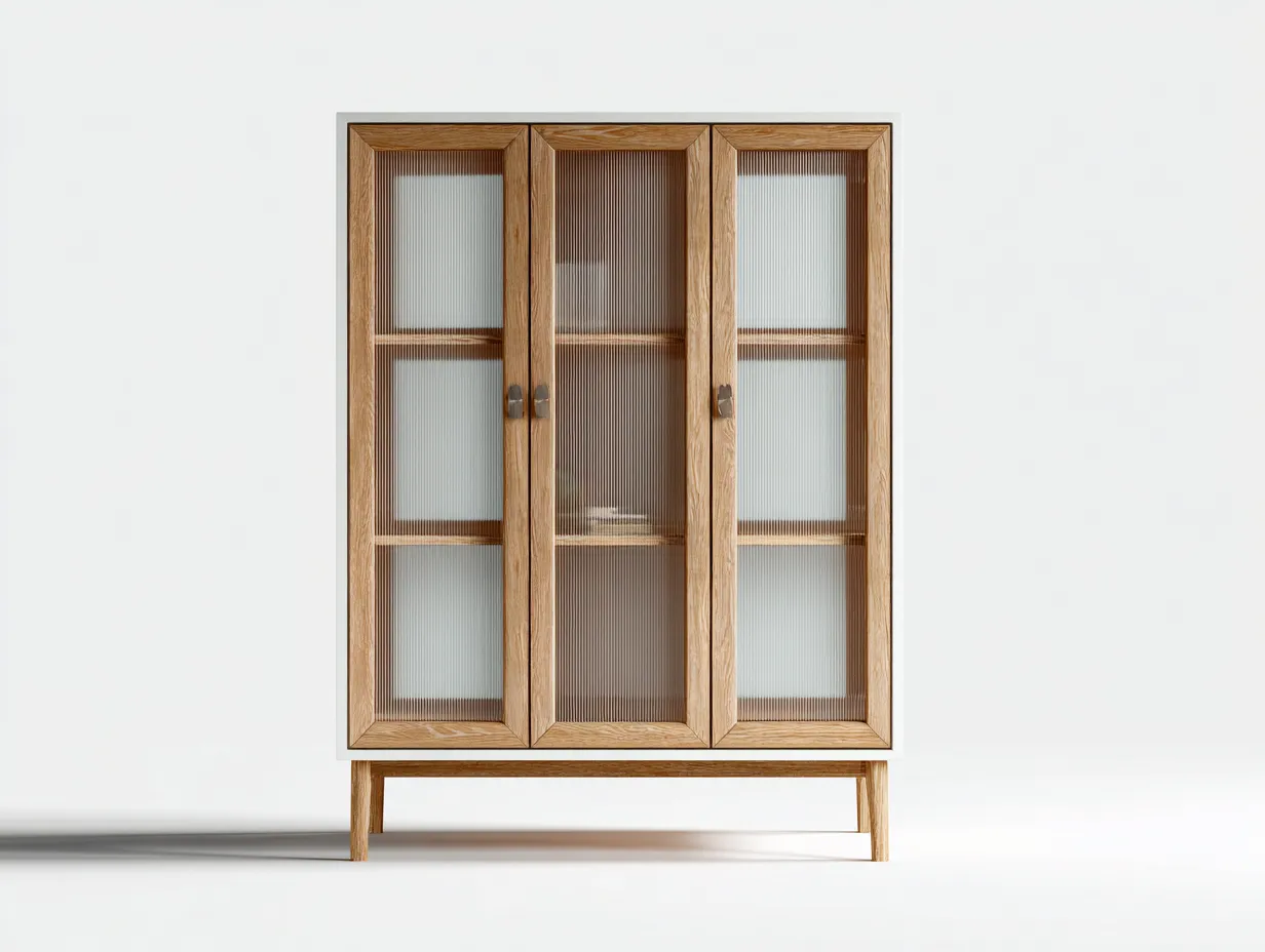 Vitrine en bois et verre 120x40x180 cm - chêne naturel - style moderne-Oakgetshop