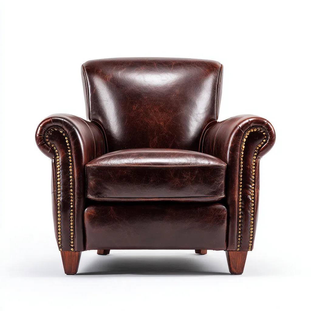 Ledersessel - Echtleder-Holz - 86x82x90 cm - Dunkelbraun - Klassischer Stil-Roomgetyard
