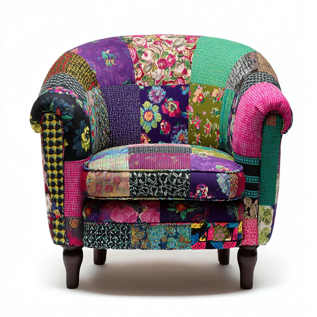 Stoffsessel-Stoff-Holz-80x76x78 cm-Mehrfarbig-Patchwork Stil-Roomgetyard