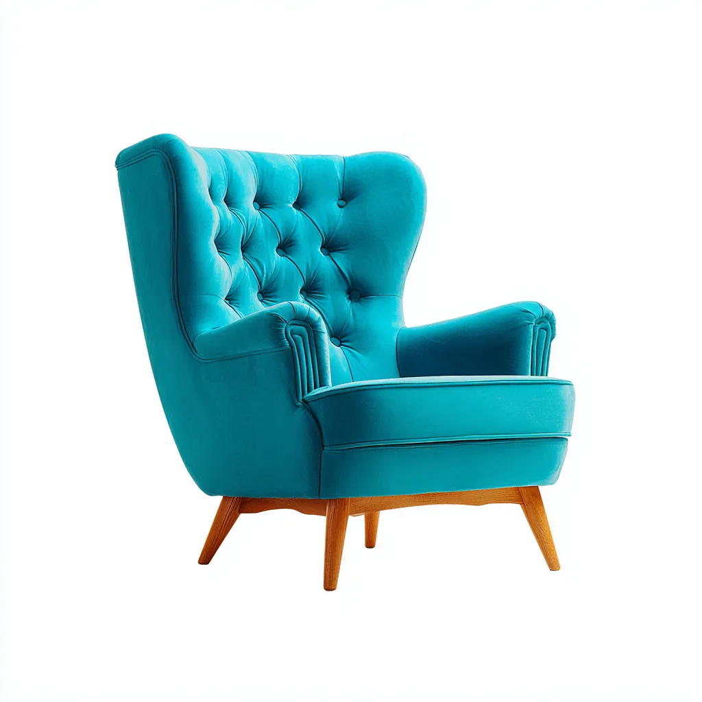 Stoffsessel-Stoff-Holz-86x82x98 cm-Türkis-Vintage Ohrensessel-Roomgetyard