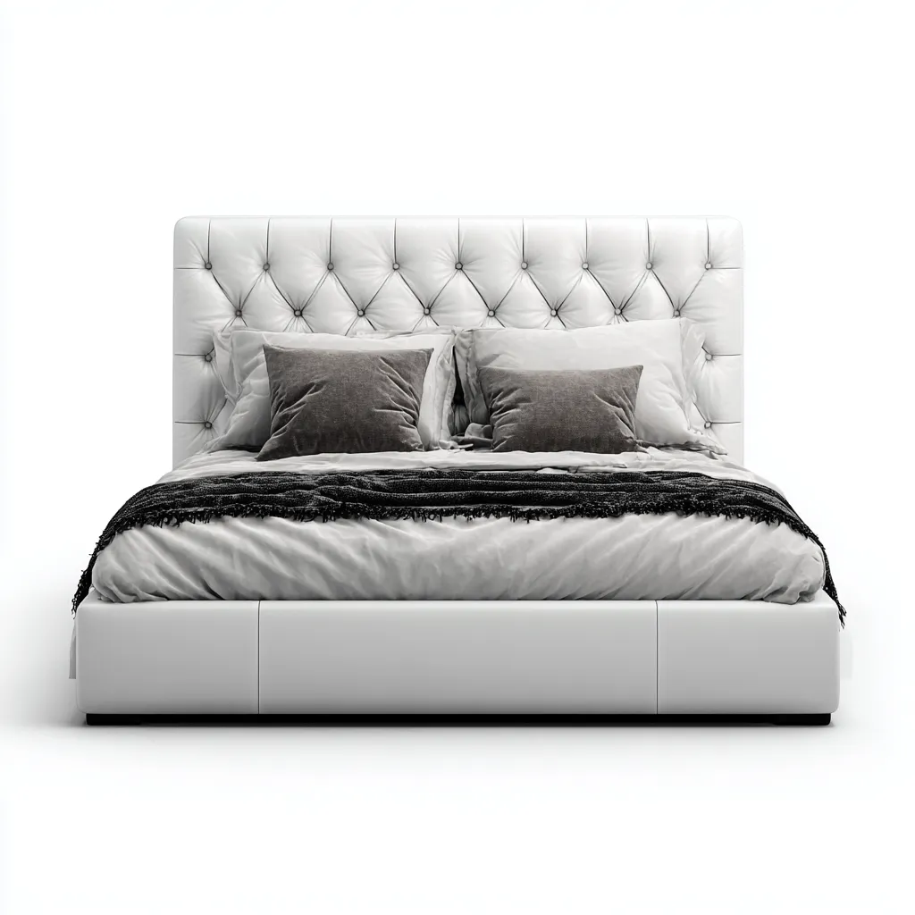 Doppelbett-Kunstleder-212x188x122 cm-Schneeweiß-Eleganter Stil-Roomgetyard