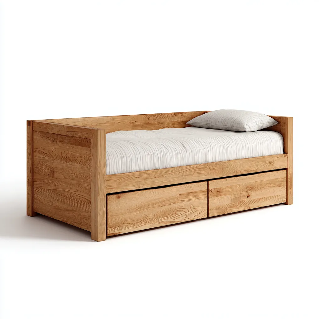 Schlafsofa - Holz-Stoff - 206x93x74 cm - Eiche hell - moderner Stil-Roomgetyard