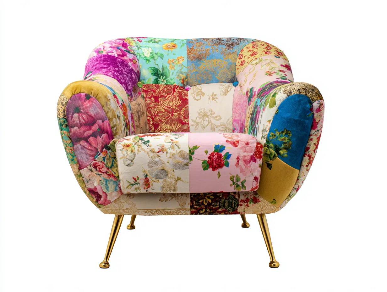 Poltrona-tessuto-metallo-89x83x87 cm-multicolore-stile decorativo-Luxemyloft