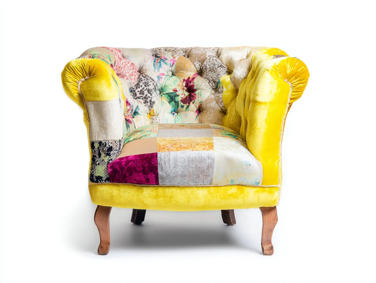 Poltrona-tessuto-88x82x80 cm-giallo-multicolore-design decorativo-Luxemyloft