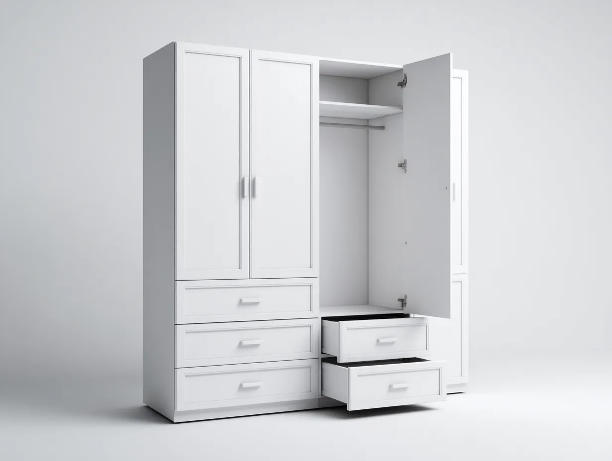 Armadio - legno - 198x58x210 cm - bianco - stile moderno-Luxemyloft