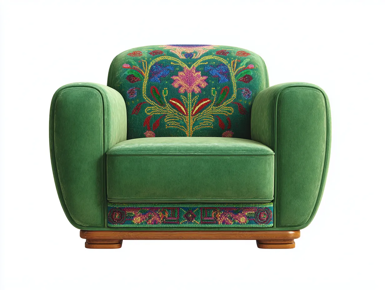 Poltrona-tessuto-legno-90x85x88 cm-verde-stile classico-Luxemyloft