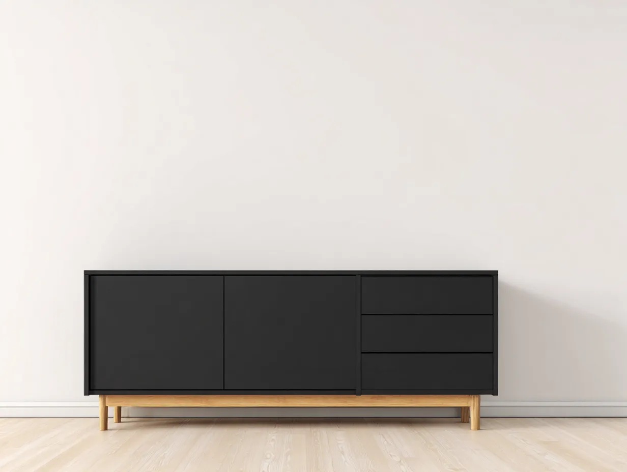 Mobile ingresso - Legno-Metallo - 180x42x76 cm - Nero - Stile moderno-Dengetshop