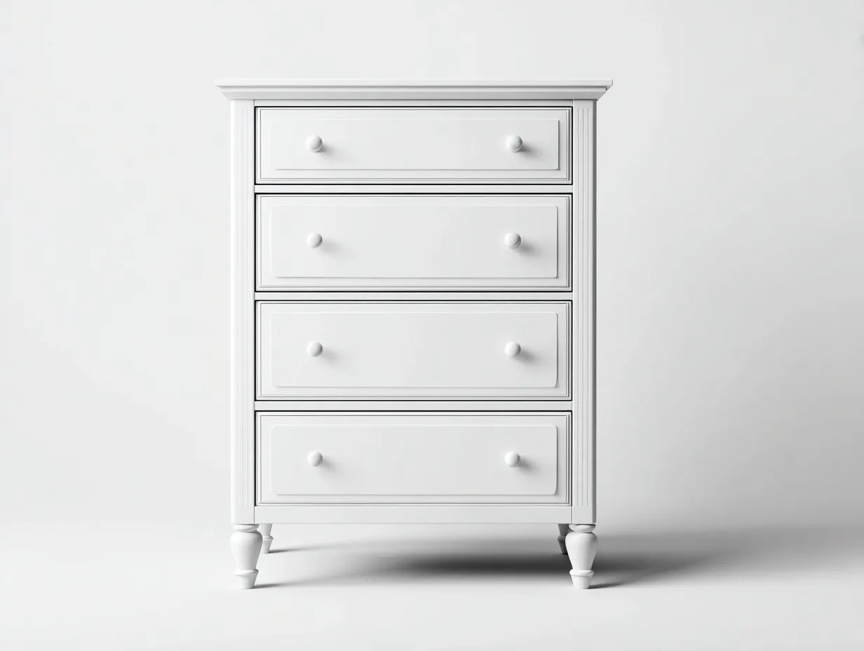 Cassettiera-Legno-92x45x118 cm-Bianco-Stile classico-Dengetshop