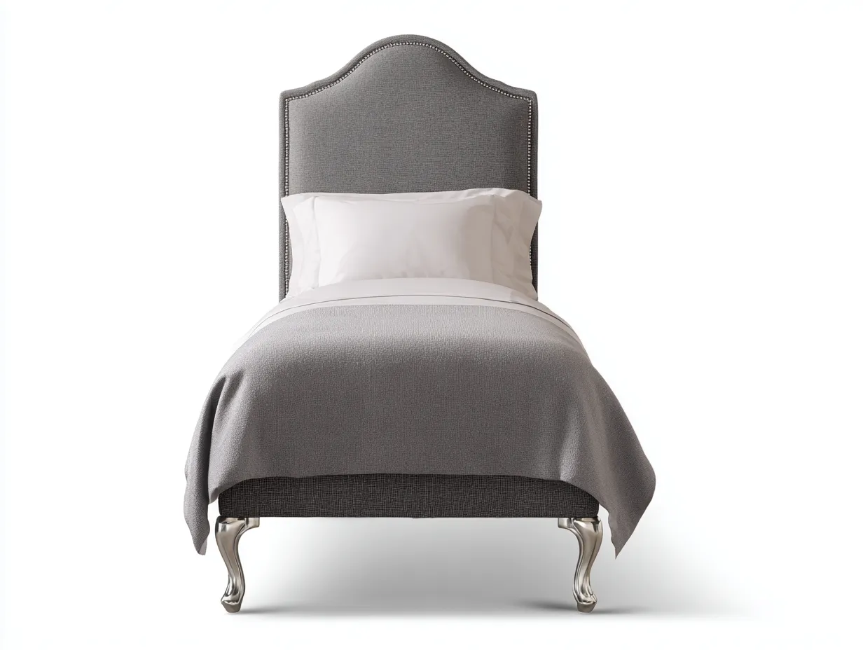 Letto singolo-Tessuto-Metallo-200x90x115 cm-Grigio-Stile elegante-Dengetshop