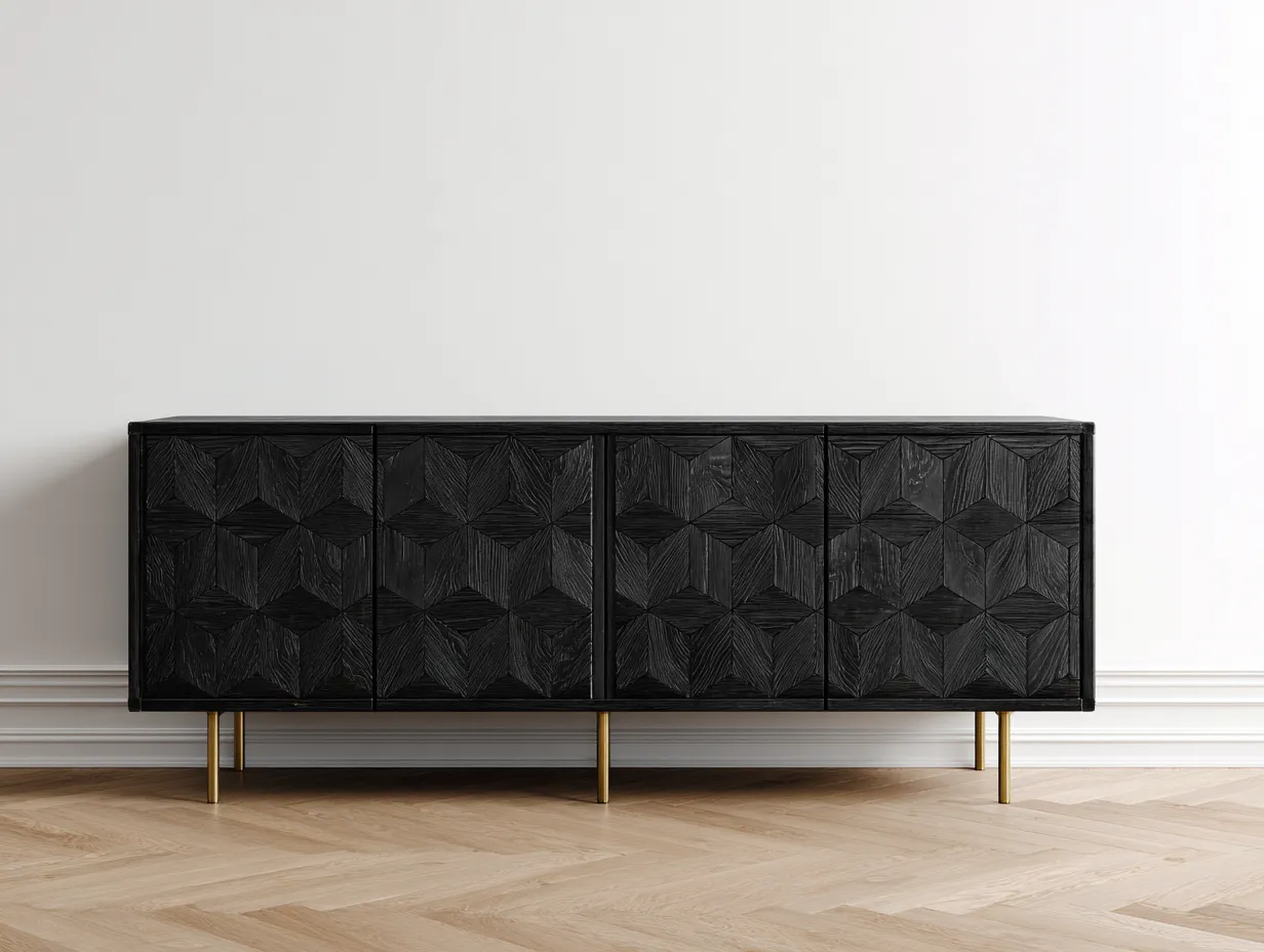 Mobile ingresso - Legno-Metallo - 210x45x78 cm - Nero - Stile moderno-Dengetshop