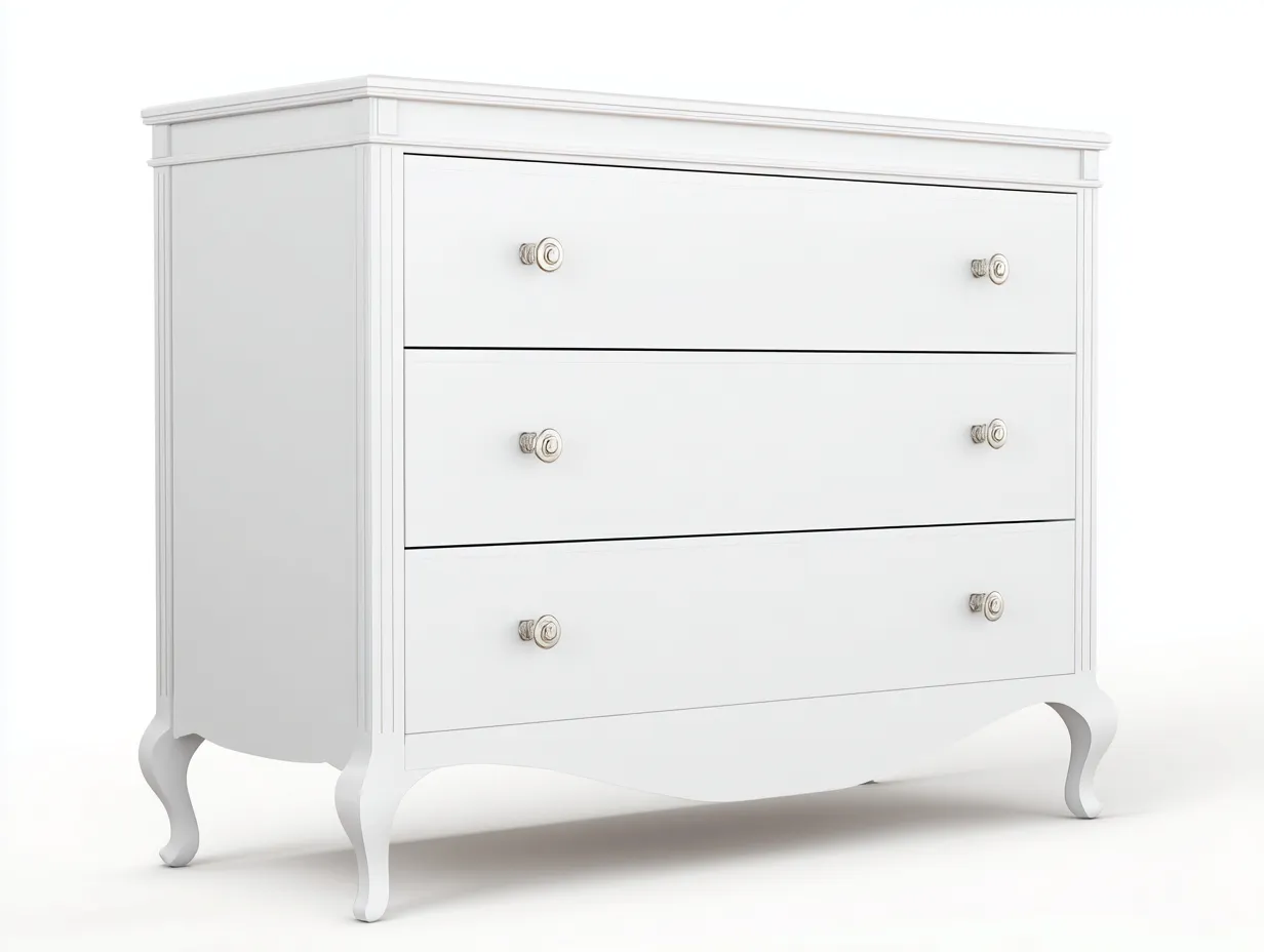 Cassettiera-Legno-150x48x82 cm-Bianco-Stile classico-Dengetshop