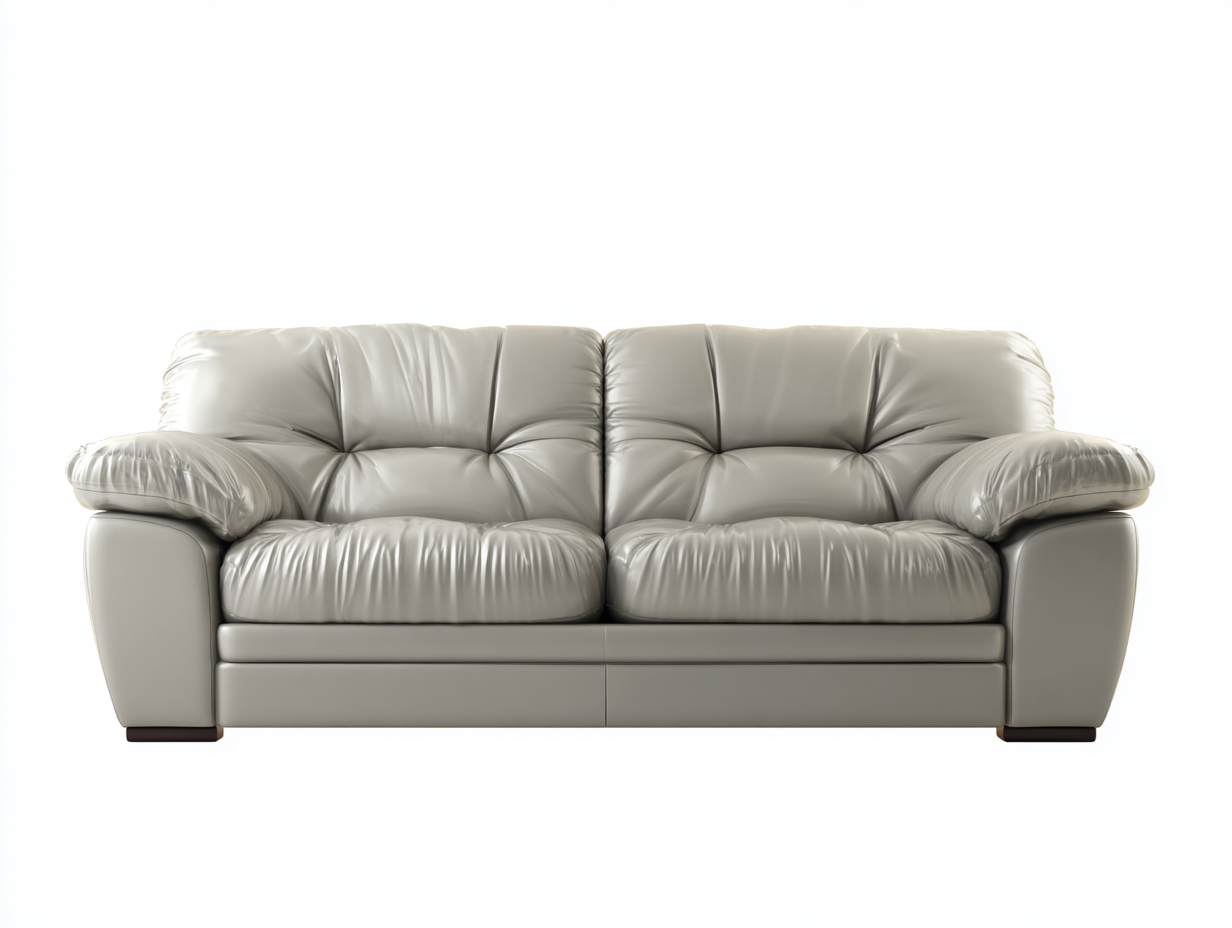 Canapé 2 places 170x95x85 cm - revêtement effet cuir gris clair - usage salon - design contemporain-Pinegetyard