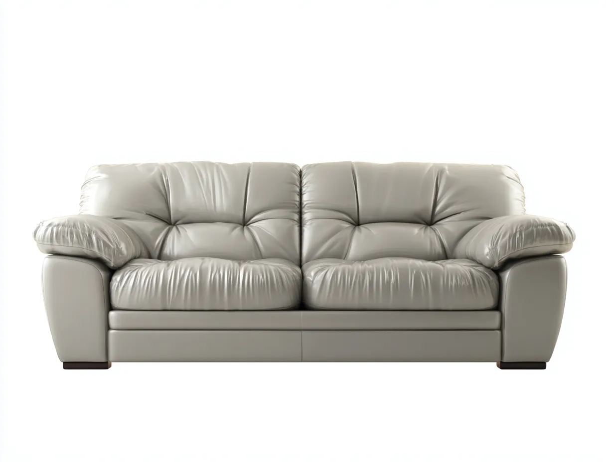 Canapé 2 places 170x95x85 cm - revêtement effet cuir gris clair - usage salon - design contemporain-Pinegetyard