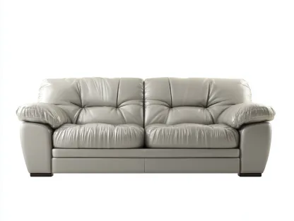 Canapé 2 places 170x95x85 cm - revêtement effet cuir gris clair - usage salon - design contemporain-Pinegetyard