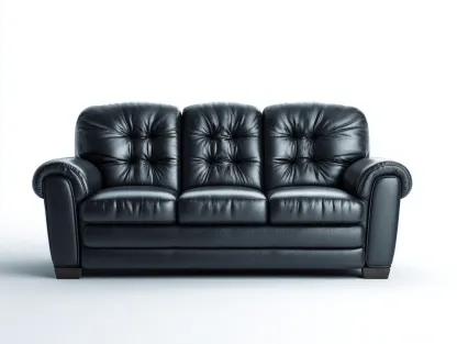 Canapé 3 places 210x95x88 cm - revêtement effet cuir noir - usage salon - design classique-Pinegetyard