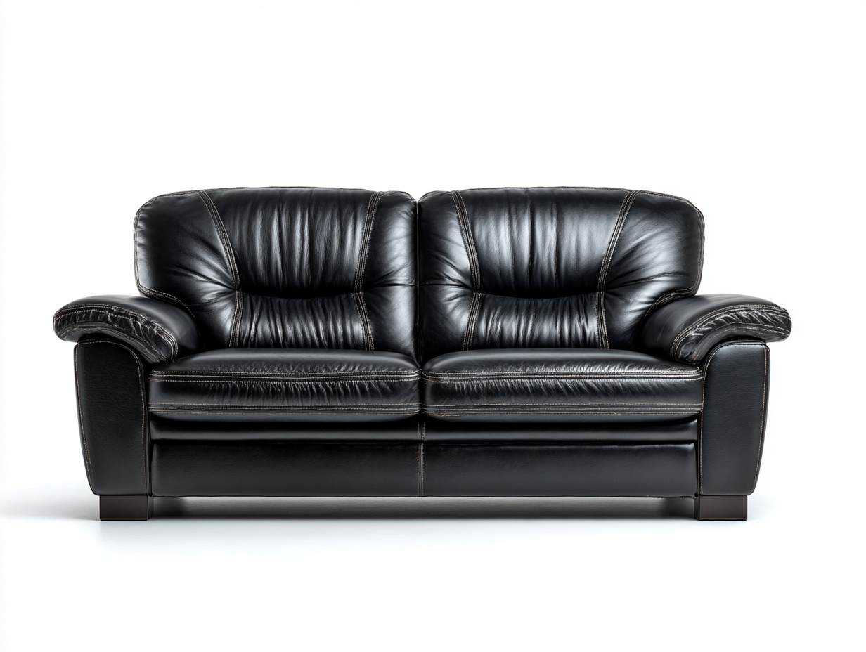 Canapé 2 places en cuir 170x90x85 cm - noir - style classique-Pinegetyard