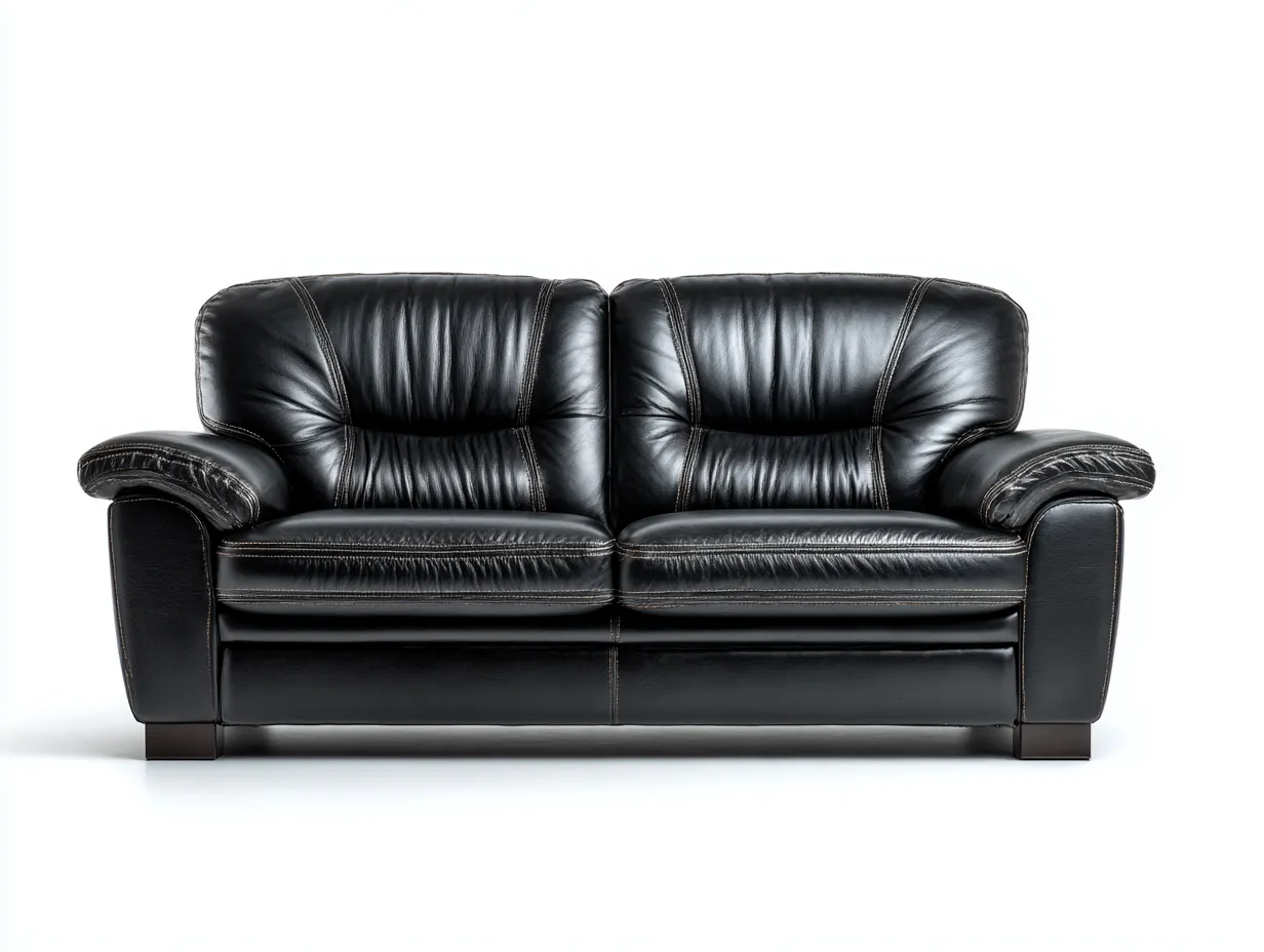 Canapé 2 places en cuir 170x90x85 cm - noir - style classique-Pinegetyard