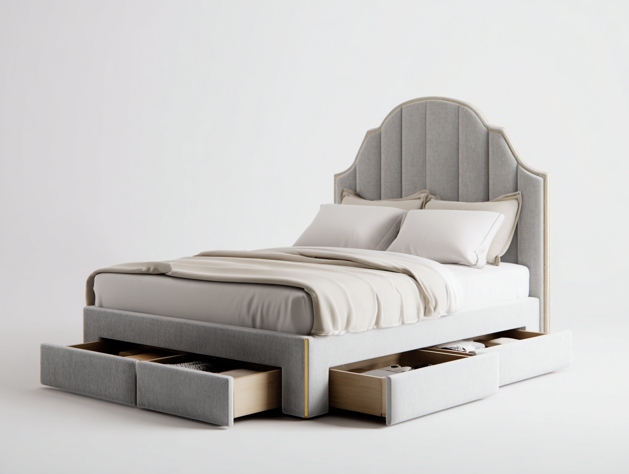 Lit double tapissé en tissu 200x160x120 cm - gris clair - style moderne pour chambre-Pinegetyard