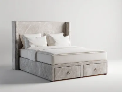 Lit double avec rangement en tissu 210x170x120 cm - Gris clair - Style contemporain-Pinegetyard