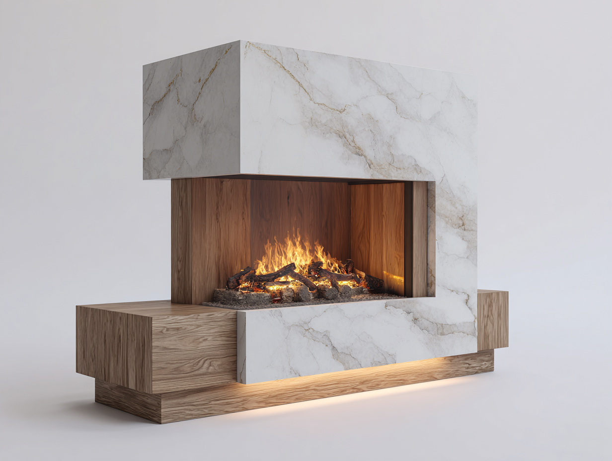 Cheminée électrique décorative 160x40x120 cm - blanc effet marbre et bois - style contemporain-Pinegetyard