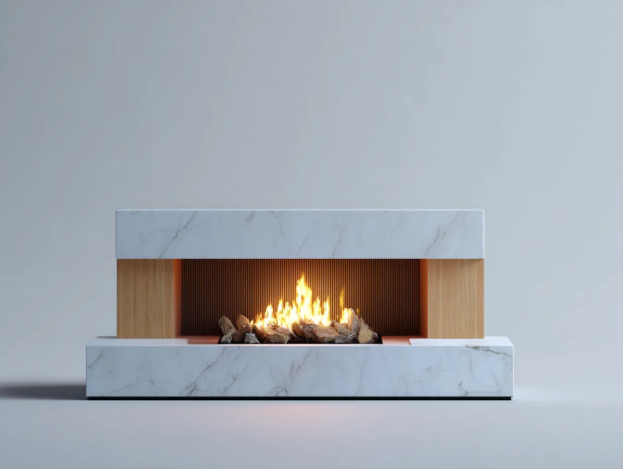 Cheminée électrique 180x45x60 cm - finition effet marbre blanc et structure bois - usage intérieur - design contemporain-Pinegetyard