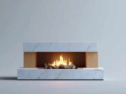 Cheminée électrique 180x45x60 cm - finition effet marbre blanc et structure bois - usage intérieur - design contemporain-Pinegetyard