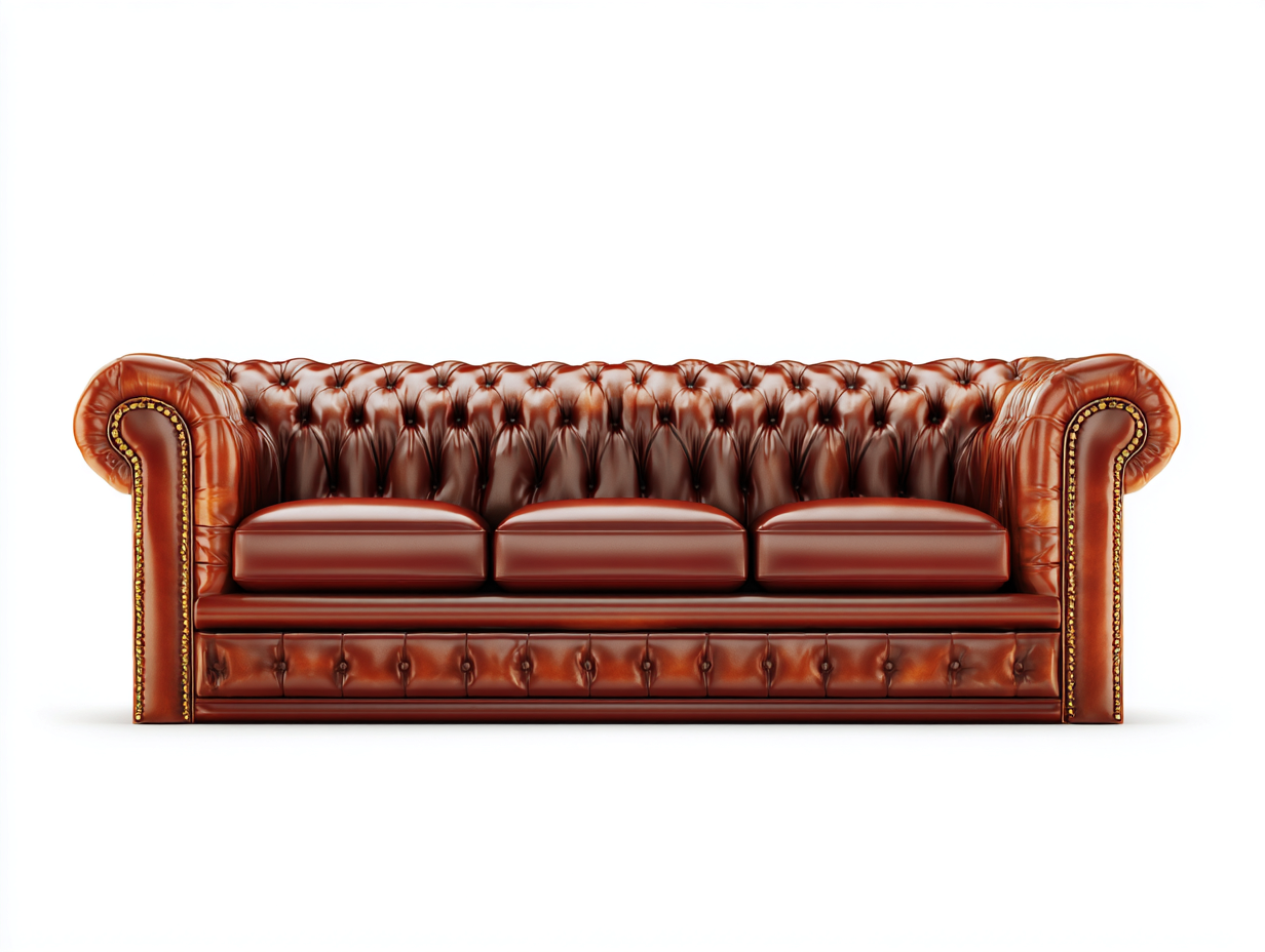 Canapé 3 places en cuir capitonné 225x95x80 cm - Marron - Style classique-Pinegetyard