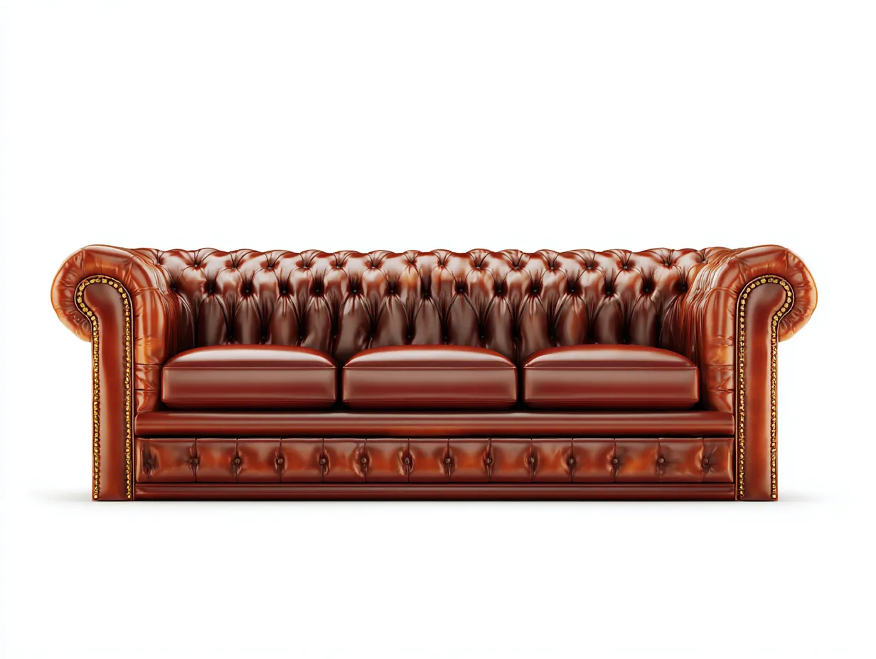 Canapé 3 places en cuir capitonné 225x95x80 cm - Marron - Style classique-Pinegetyard