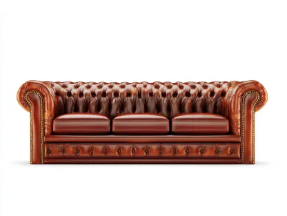 Canapé 3 places en cuir capitonné 225x95x80 cm - Marron - Style classique-Pinegetyard