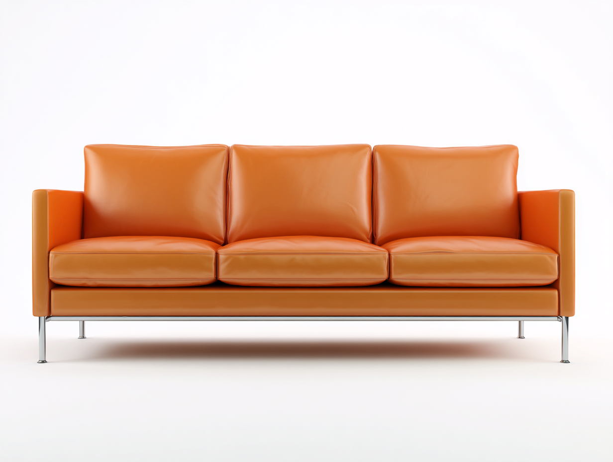 Canapé 3 places en cuir véritable 220x90x85 cm - Orange - Design contemporain-Pinegetyard